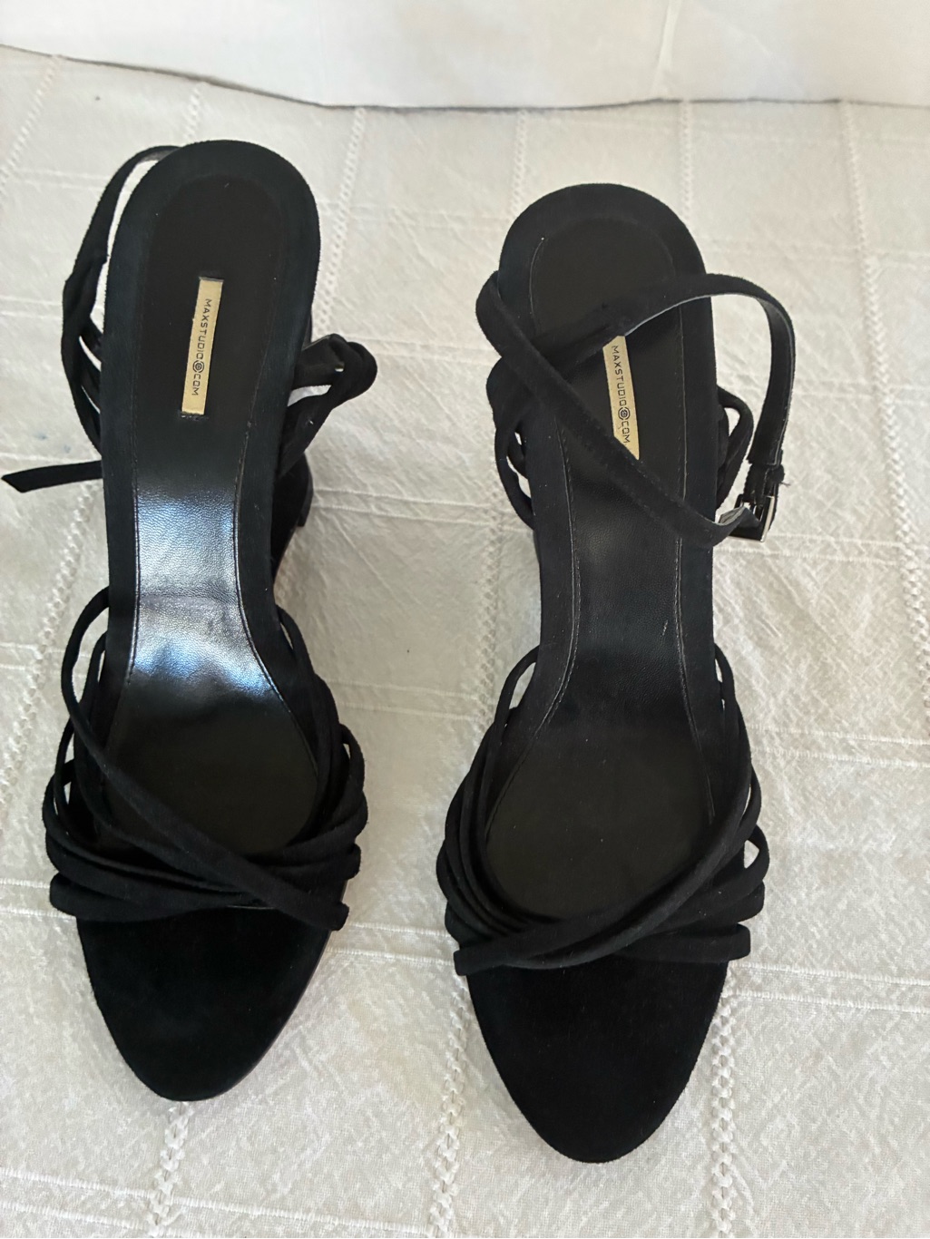 Y2k Max Studio Suede Wedge Heels Leather Sole 8.5 — image 2 of 8